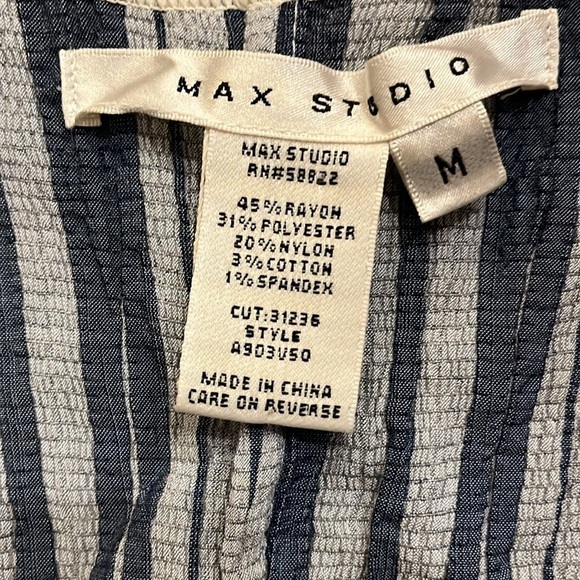 Max Studio Size M Blue Smocked Waist Elastic Tiered Sleeveless Dress - Picture 2 of 6